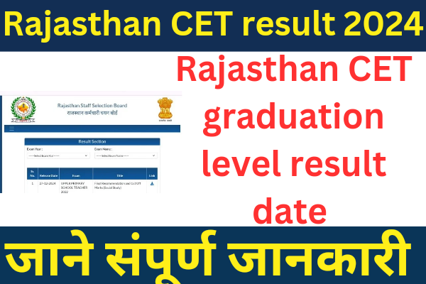 Rajasthan CET graduation level result 2024:राजस्थान सीईटी ग्रेजुएशन लेवल रिजल्ट