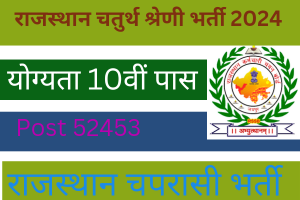 Rajasthan 4th grade vacancy 2024: राजस्थान चतुर्थ श्रेणी भर्ती 52453 पदों पर नोटिफिकेशन जारी। राजस्थान चपरासी भर्ती